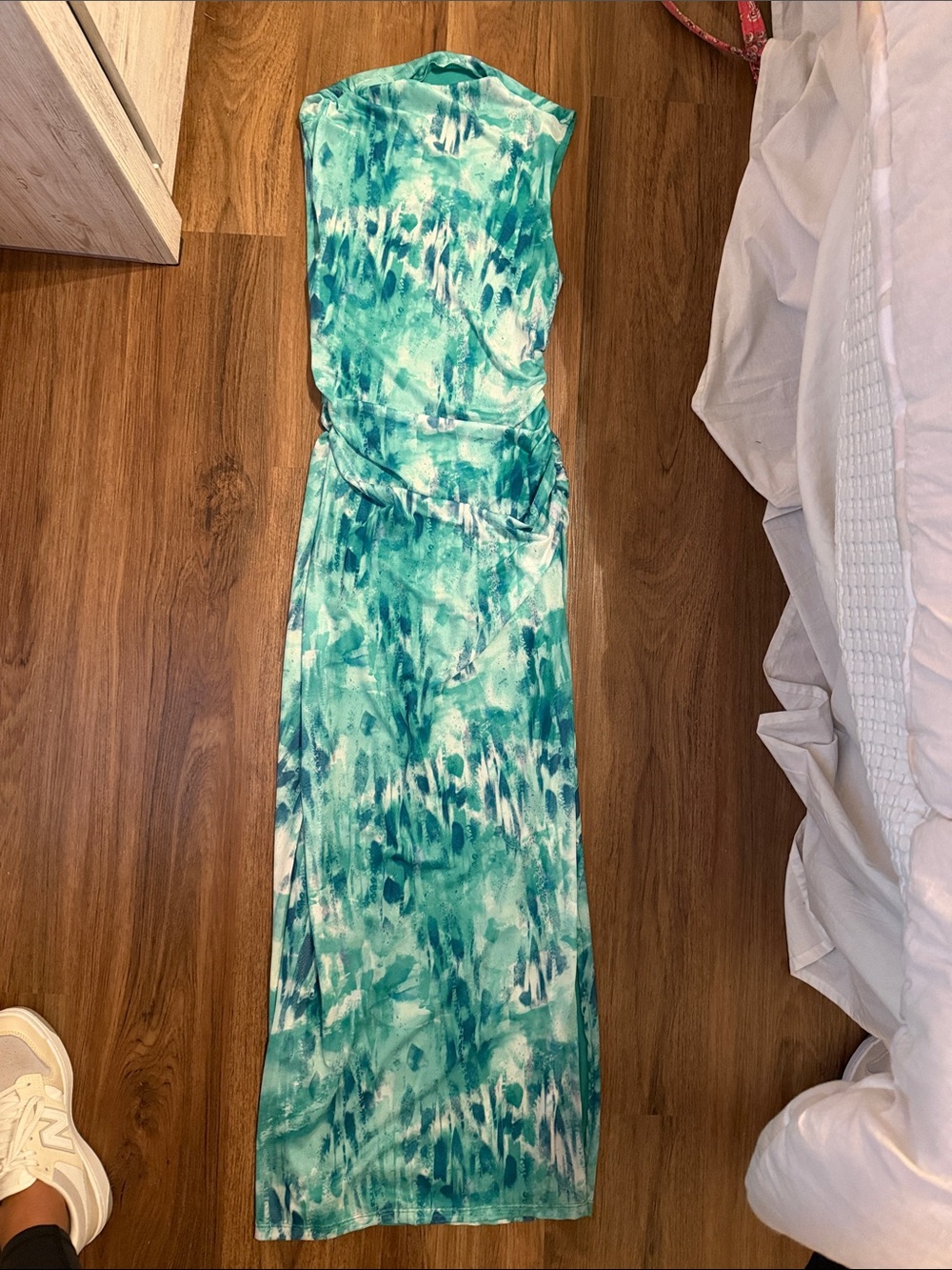 Sleeveless Aqua Tie-Dye Maxi Dress